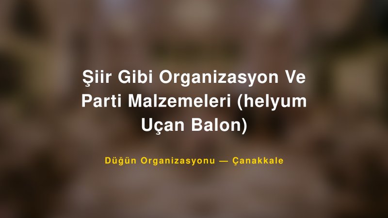 Şiir Gibi Organizasyon Ve Parti Malzemeleri (helyum Uçan Balon) — Çanakkale Kır Düğünü Mekanı Rehberi
